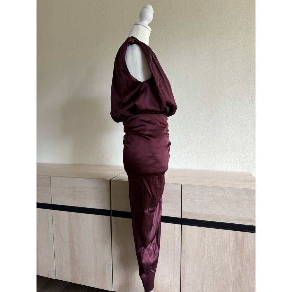 VERONICA BEARD Casela Ruched Silk Midi Dress Dark Fig Color (MSRP $698) NWT Sz 0 - Picture 4 of 12